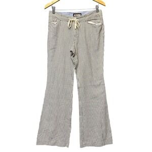 World Seersucker Pants Womens 7/8 Blue White Striped Cotton Trousers RN 36632